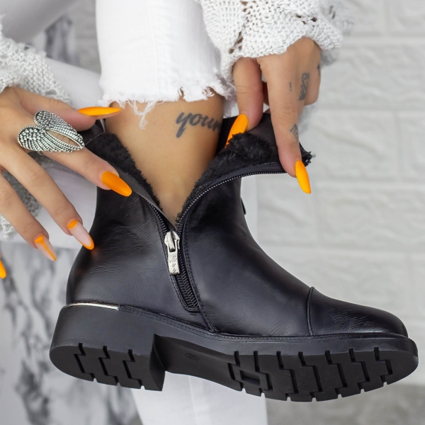 Ghete dama negre din piele ecologica Saoda, 4 - Kalapod.net