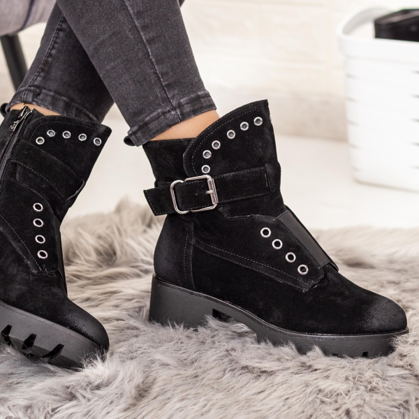 Ghete dama negre din piele ecologica Seada - Kalapod.net