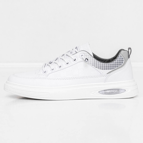 Pantofi sport barbati albi cu gri din piele ecologica Cassian - Kalapod.net