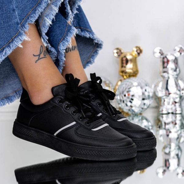 Pantofi sport dama negri din piele ecologica Evada, 2 - Kalapod.net