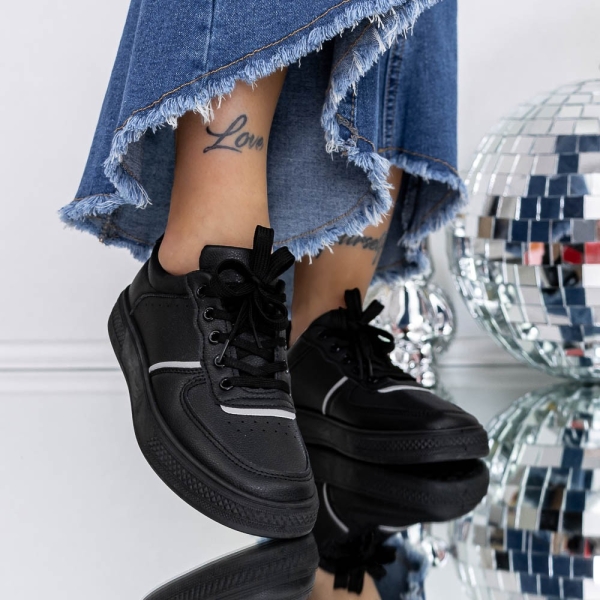 Pantofi sport dama negri din piele ecologica Evada, 4 - Kalapod.net