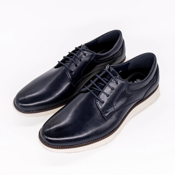 Pantofi casual barbati albastri inchis din piele ecologica Dorian, 2 - Kalapod.net