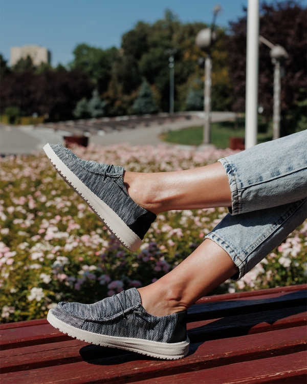 Pantofi casual dama negri din material textil Maziva - Kalapod.net