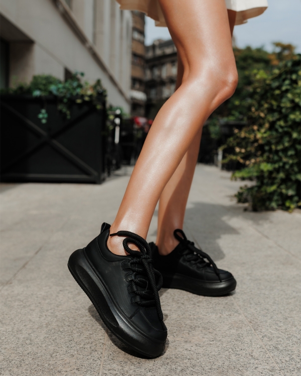 Pantofi sport dama negri din piele ecologica Ozara - Kalapod.net
