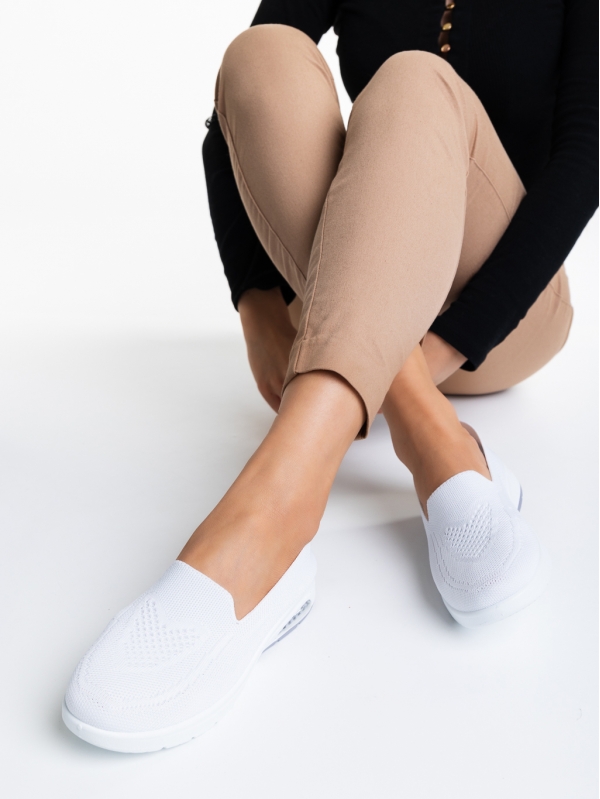 Pantofi sport dama albi din material textil Hadasa - Kalapod.net