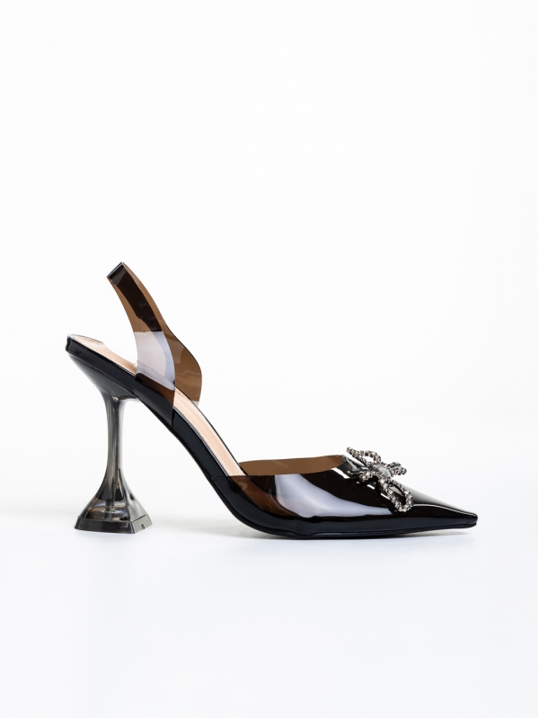 Pantofi dama negre cu toc din material sintetic Avelina, 5 - Kalapod.net