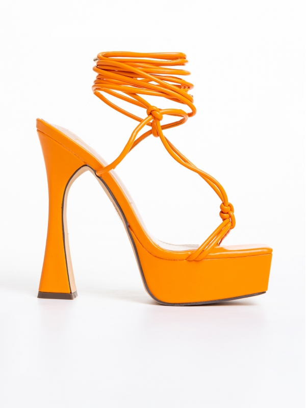 Sandale dama portocaliu din piele ecologica Kimbra, 5 - Kalapod.net