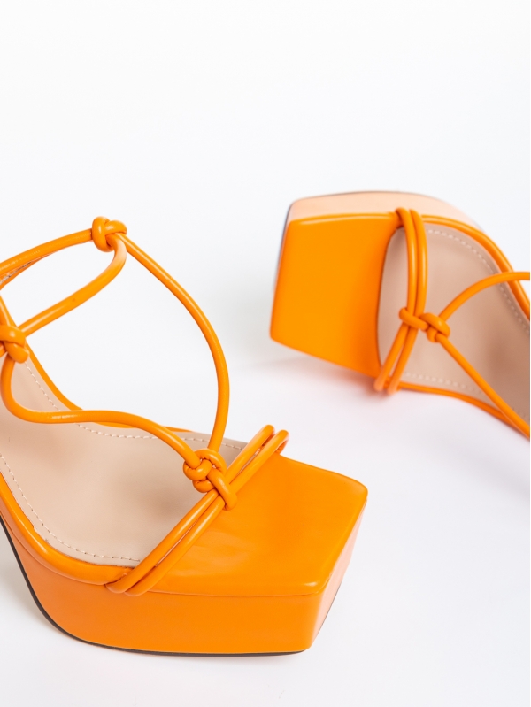 Sandale dama portocaliu din piele ecologica Kimbra, 6 - Kalapod.net