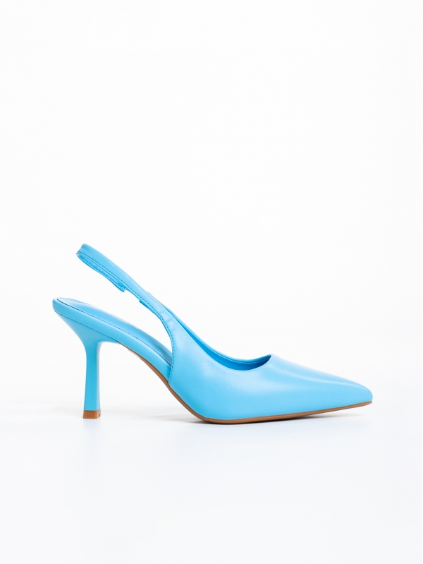 Pantofi dama albastri cu toc din piele ecologica Floretta, 5 - Kalapod.net