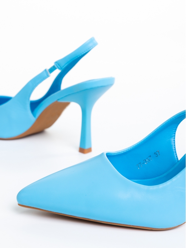 Pantofi dama albastri cu toc din piele ecologica Floretta, 6 - Kalapod.net