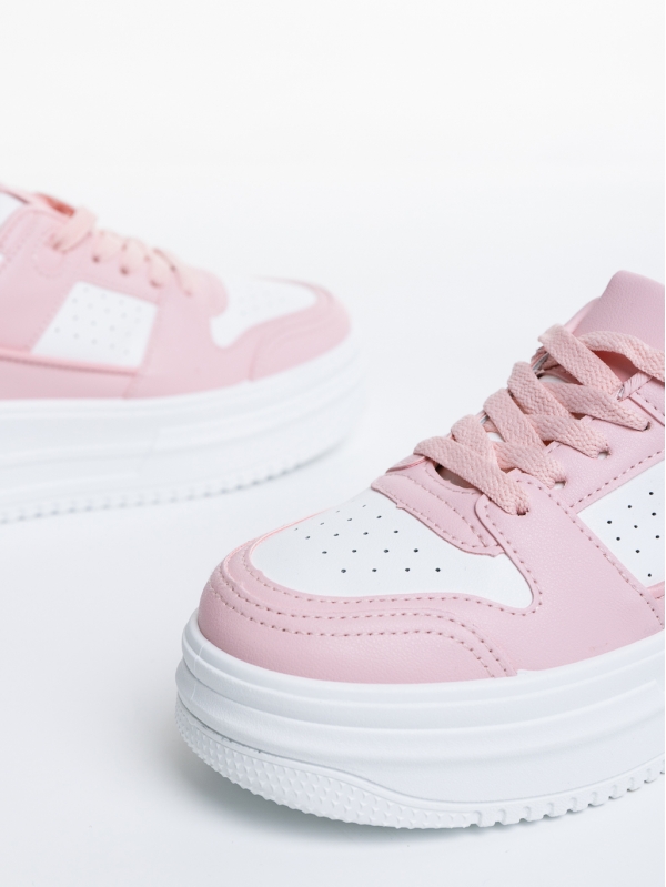 Pantofi sport dama albi cu roz din piele ecologica Luisina, 6 - Kalapod.net
