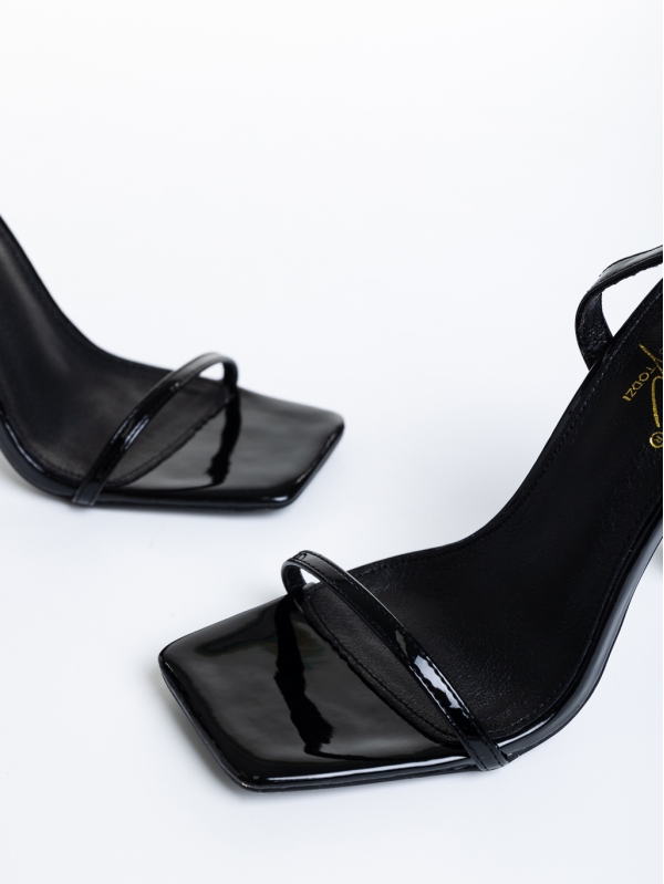 Sandale dama negre din piele ecologica lacuita Kiera, 6 - Kalapod.net