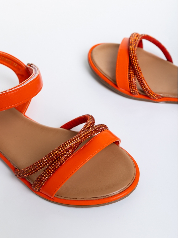 Sandale dama portocalii din piele ecologica Meriel, 6 - Kalapod.net