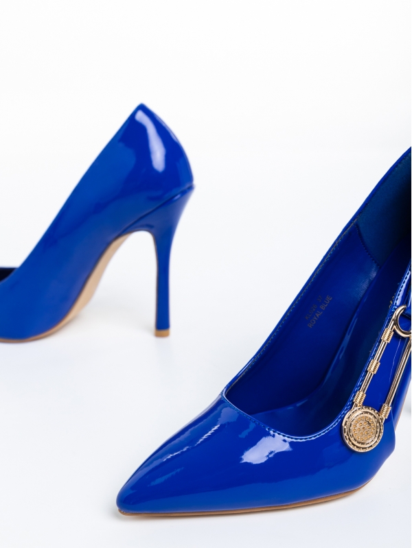 Pantofi dama albastri cu toc din piele ecologica lacuita Allana, 6 - Kalapod.net