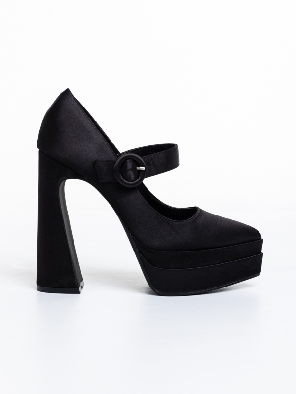 Pantofi dama negri cu toc din material textil Regena, 5 - Kalapod.net
