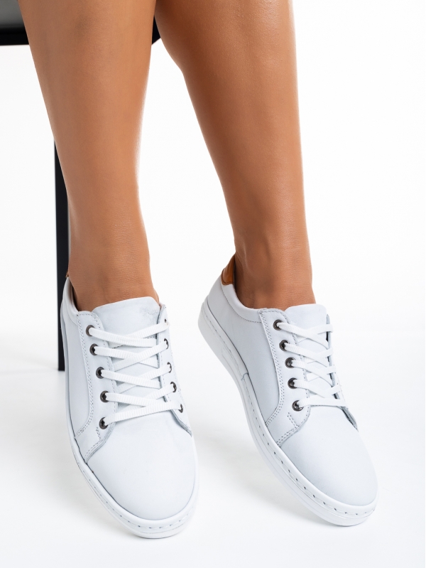 Pantofi casual dama albi din piele naturala Prossy, 3 - Kalapod.net