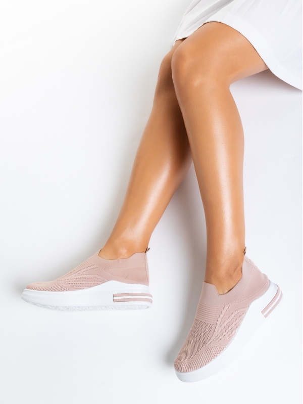 Pantofi sport dama roz din material textil Rumiana, 4 - Kalapod.net