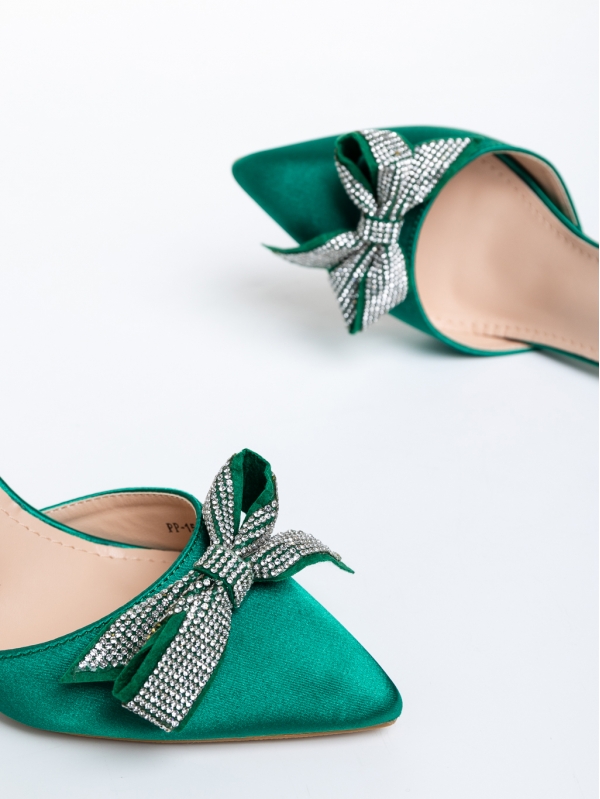 Pantofi dama verzi cu toc din material textil Rozabela, 6 - Kalapod.net
