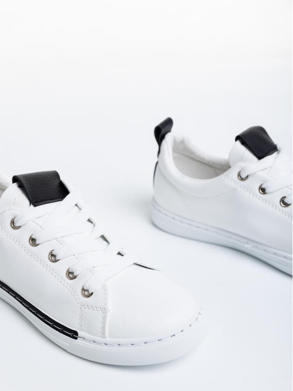 Pantofi sport dama albi cu negru din piele ecologica Nyra, 6 - Kalapod.net