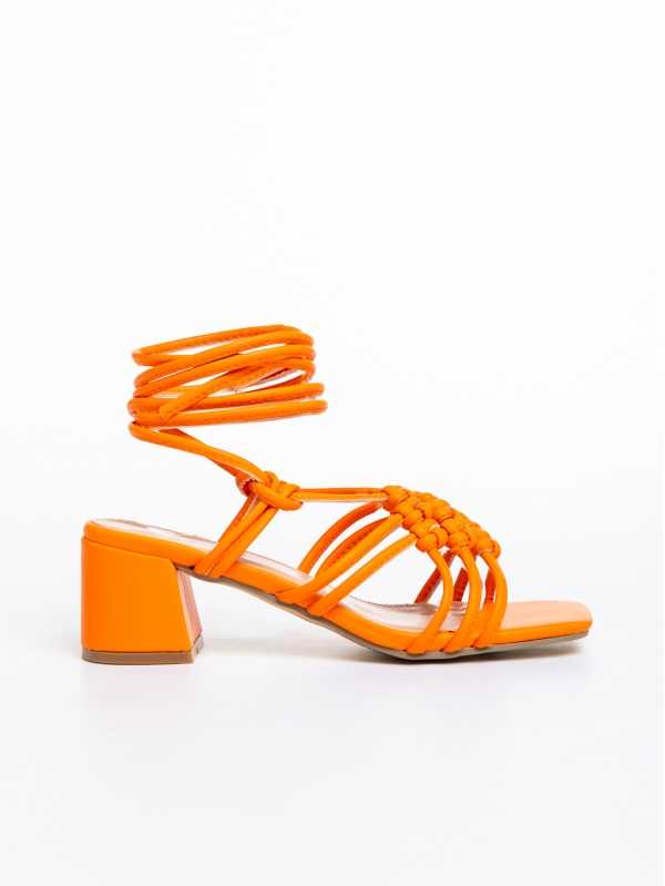 Sandale dama portocalii din piele ecologica Nereida, 5 - Kalapod.net