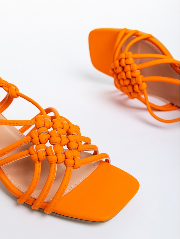 Sandale dama portocalii din piele ecologica Nereida, 6 - Kalapod.net