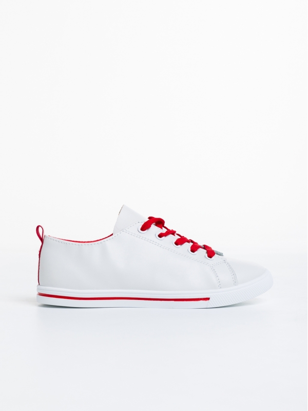 Pantofi sport dama albi cu rosii din piele ecologica  Emelina, 5 - Kalapod.net