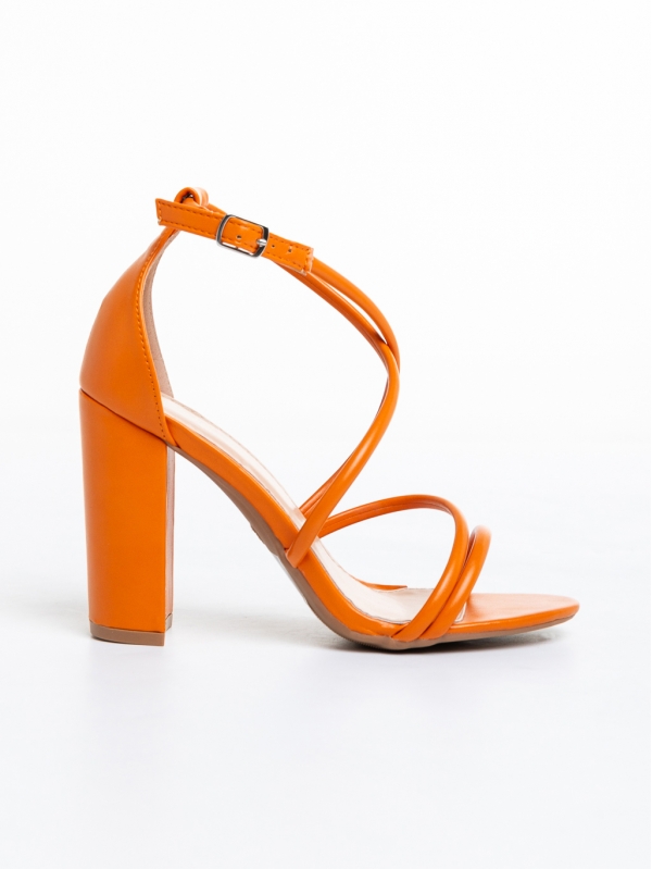 Sandale dama portocalii din piele ecologica Claribel, 5 - Kalapod.net