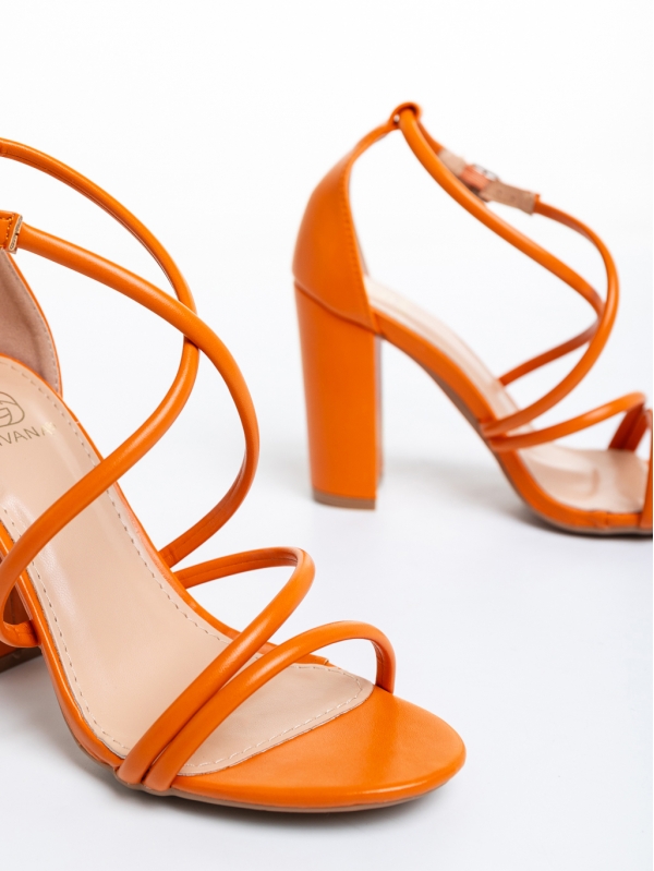Sandale dama portocalii din piele ecologica Claribel, 6 - Kalapod.net
