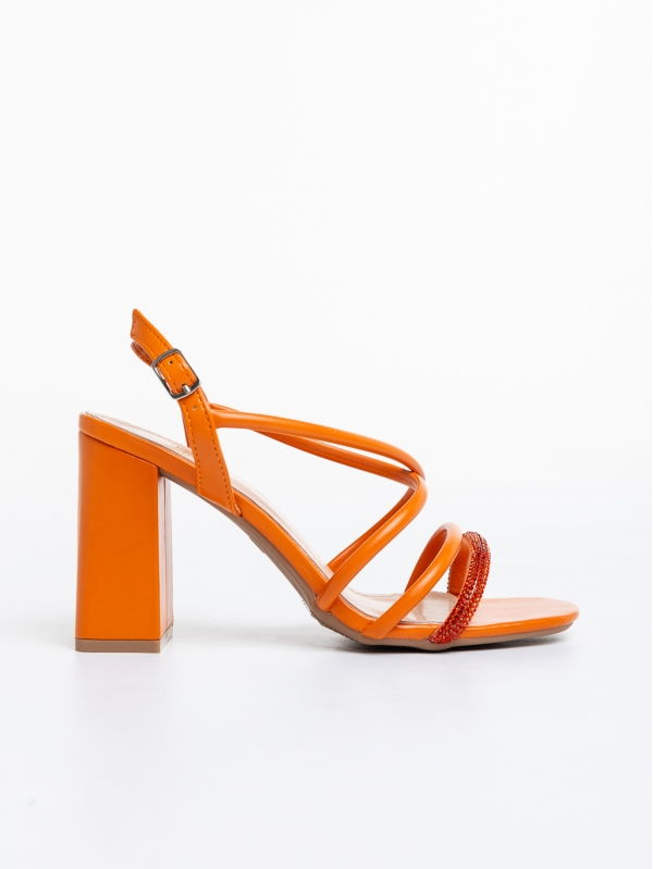 Sandale dama portocalii din piele ecologica Ladina, 5 - Kalapod.net