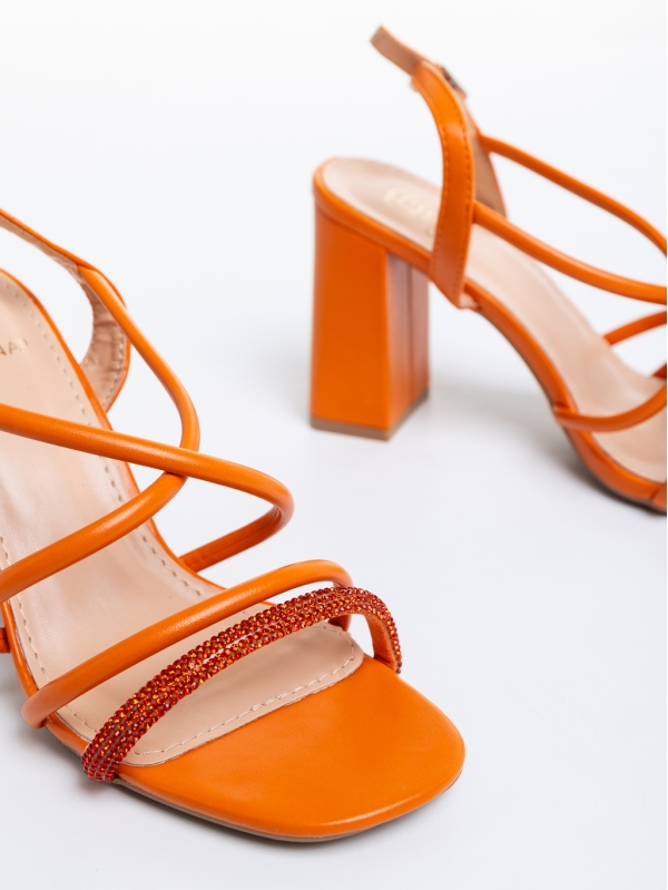 Sandale dama portocalii din piele ecologica Ladina, 6 - Kalapod.net