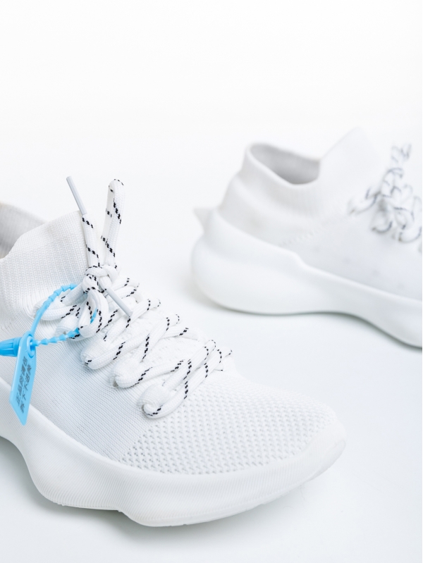 Pantofi sport dama albi din material textil Lacrecia, 6 - Kalapod.net