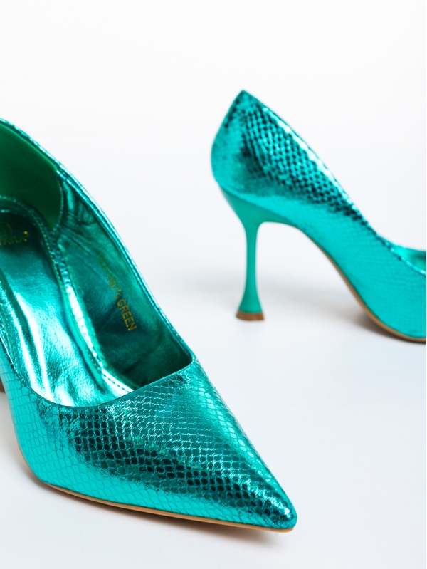 Pantofi dama verzi cu toc din piele ecologica lacuita Emalyn, 6 - Kalapod.net