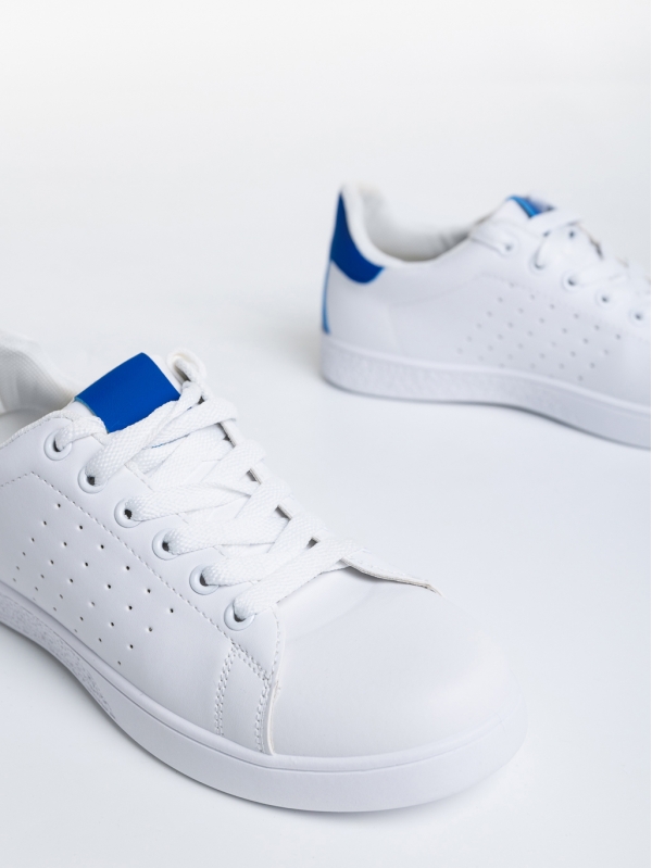 Pantofi sport dama albi cu albastru din piele ecologica Latiana, 6 - Kalapod.net