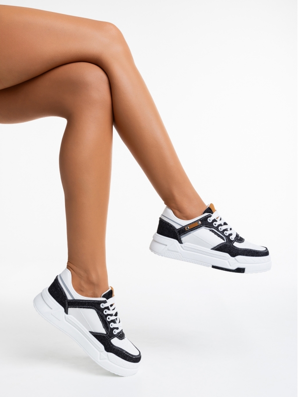 Pantofi sport dama negri cu alb din piele ecologica Tasnia - Kalapod.net