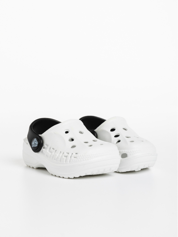 Papuci copii albi cu negru din material sintetic Lexani - Kalapod.net