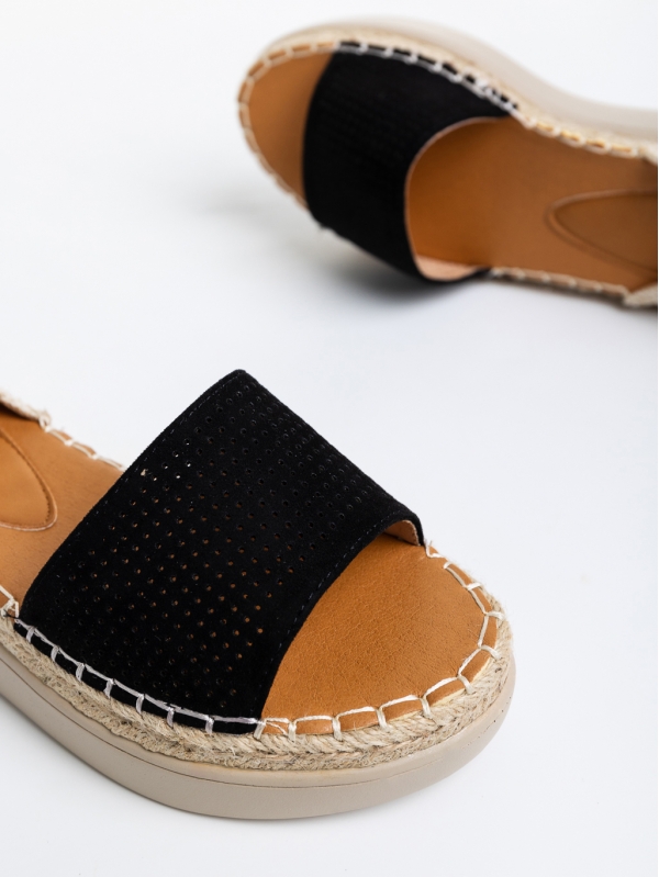 Sandale dama negre din piele ecologica si material textil Lainie, 6 - Kalapod.net