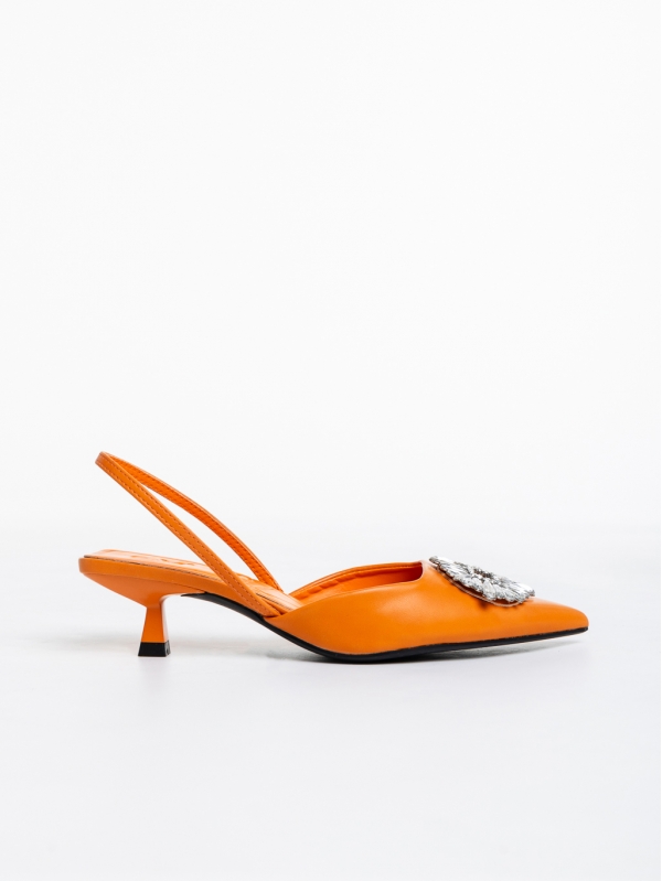 Pantofi dama portocalii din piele ecologica Salinda, 5 - Kalapod.net