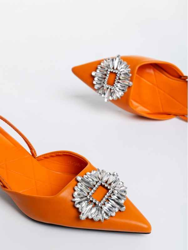 Pantofi dama portocalii din piele ecologica Salinda, 6 - Kalapod.net