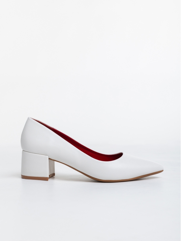 Pantofi dama albi cu toc din piele ecologica Febronia, 5 - Kalapod.net