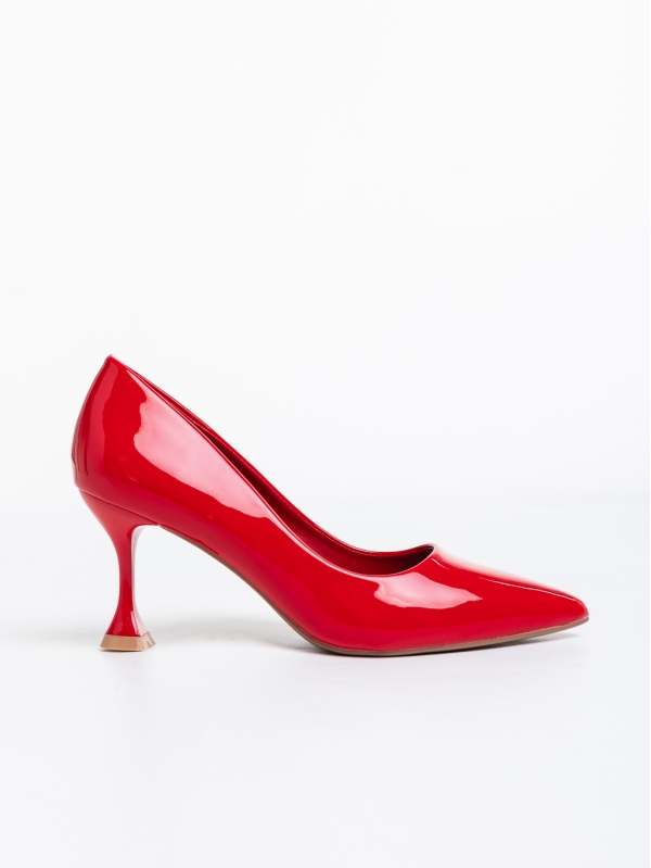 Pantofi dama rosii cu toc din piele ecologica lacuita Polya, 5 - Kalapod.net