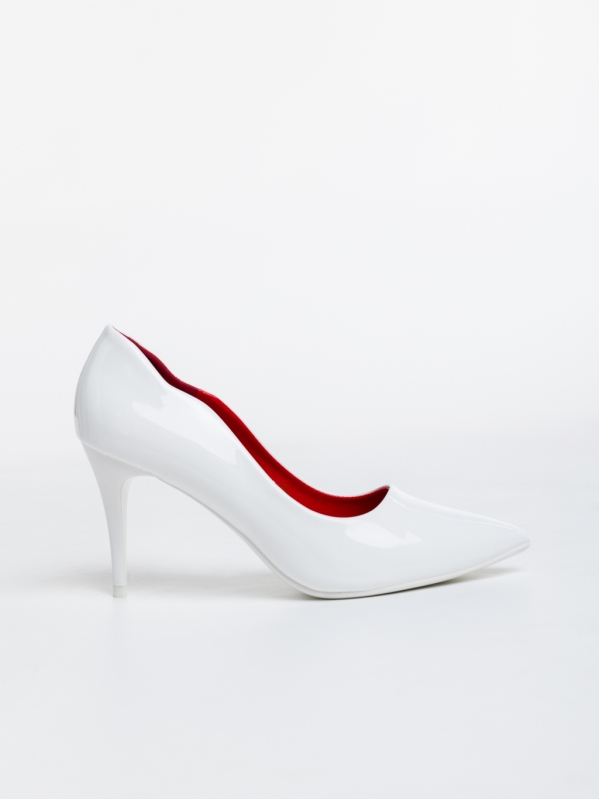 Pantofi dama albi cu toc din piele ecologica lacuita Tassa, 5 - Kalapod.net
