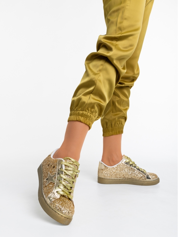 Pantofi sport dama aurii din material textil Deitra, 2 - Kalapod.net