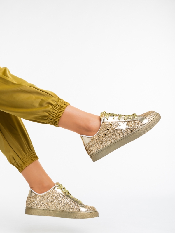 Pantofi sport dama aurii din material textil Deitra, 4 - Kalapod.net