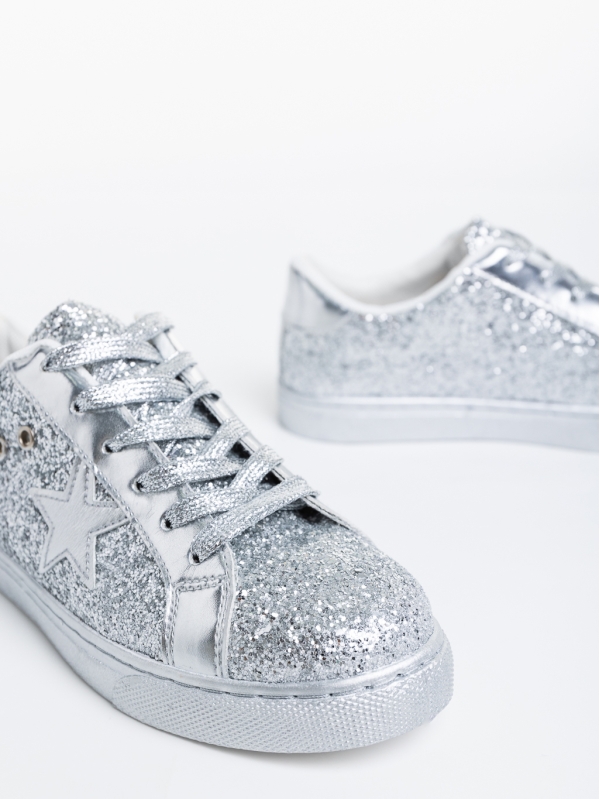 Pantofi sport dama argintii din material textil Deitra, 6 - Kalapod.net