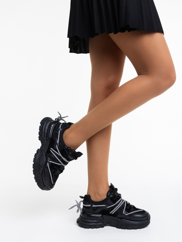 Pantofi sport dama negri din material textil Nithya - Kalapod.net