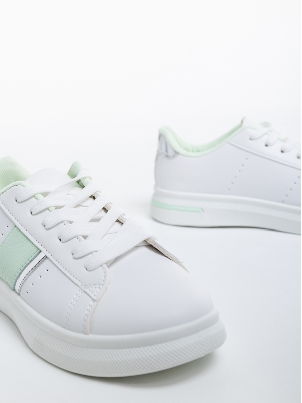 Pantofi sport dama albi cu verde din piele ecologica Ermelinda, 6 - Kalapod.net