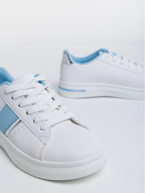 Pantofi sport dama albi cu albastru din piele ecologica Ermelinda, 6 - Kalapod.net