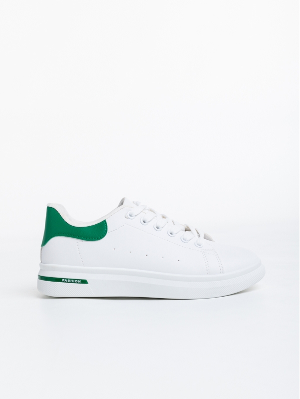 Pantofi sport dama albi cu verde din piele ecologica Kassiopeia, 5 - Kalapod.net