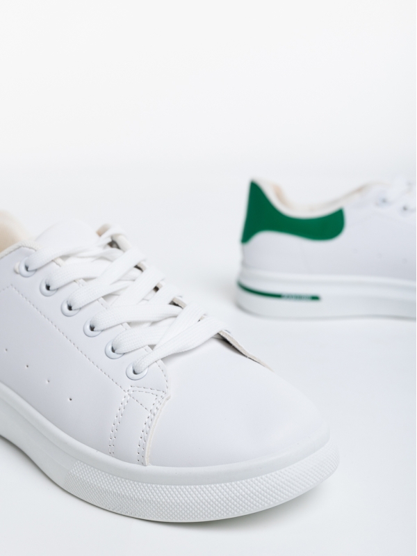 Pantofi sport dama albi cu verde din piele ecologica Kassiopeia, 6 - Kalapod.net