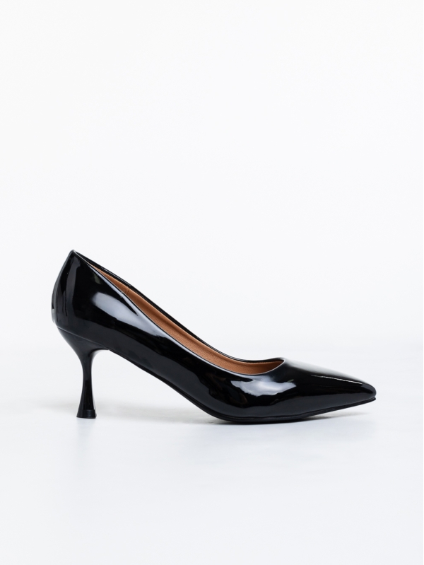 Pantofi dama negri cu toc din piele ecologica lacuita Solene, 5 - Kalapod.net